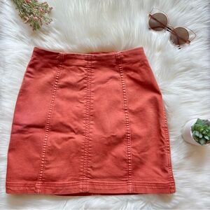 Free People Modern Femme Terracotta Denim Mini Skirt